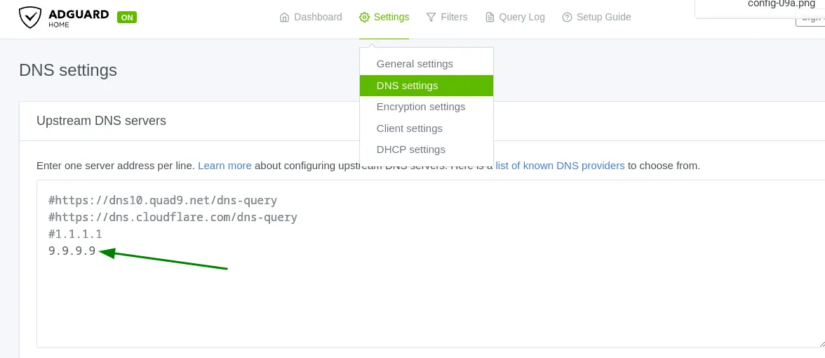 adguardhome configura upstream DNS