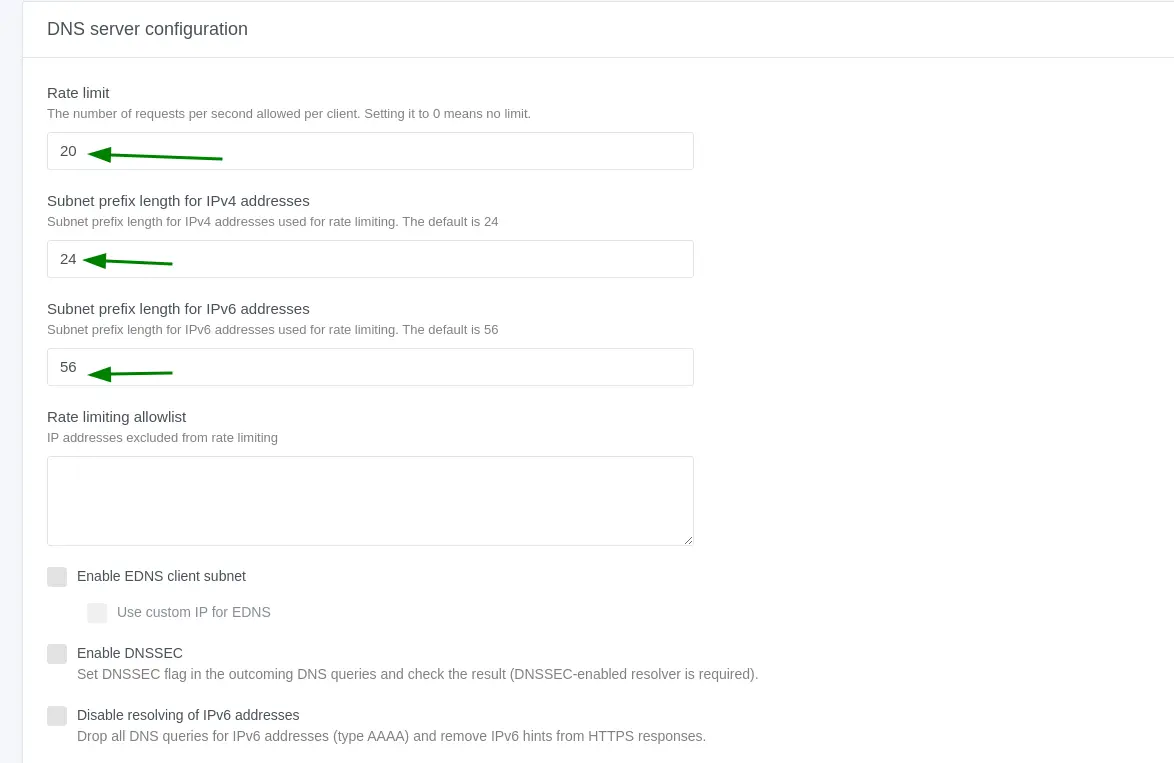 adguardhome DNS rate limiting
