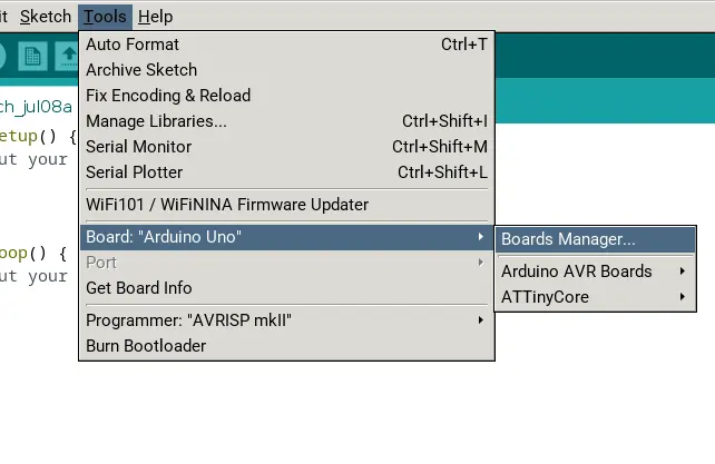 Arduino board manager