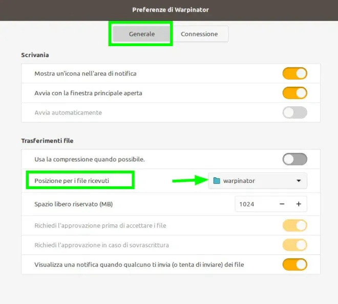 Directory di scambio file