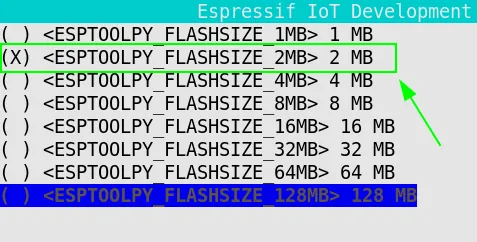 ESP32-H2 menuconfig flash size