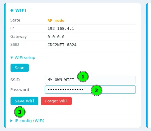 CDC2NET wifi config